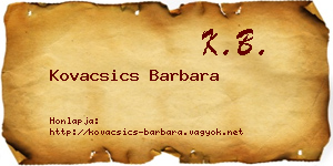 Kovacsics Barbara névjegykártya